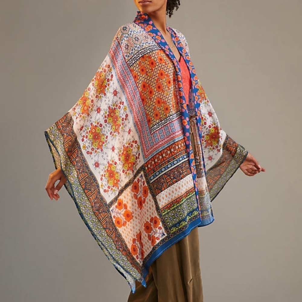 Anthropologie mixed floral kimono one size